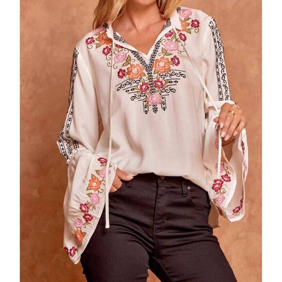 ANDREE BY UNIT Tops - NEW ANDREE BY UNIT floral embroidered blouse in ivory